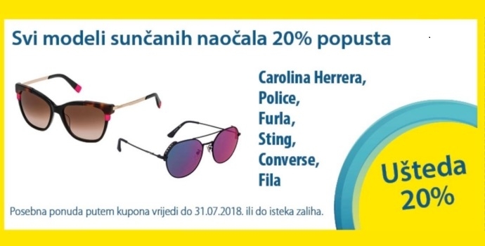 Stigao novi kupon s 2o% na sunčane naočale!